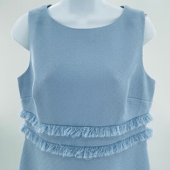 Eliza J Baby Blue Fringe Bodice Sleeveless Career Party Sheath Dress 10P - Picture 5 of 11